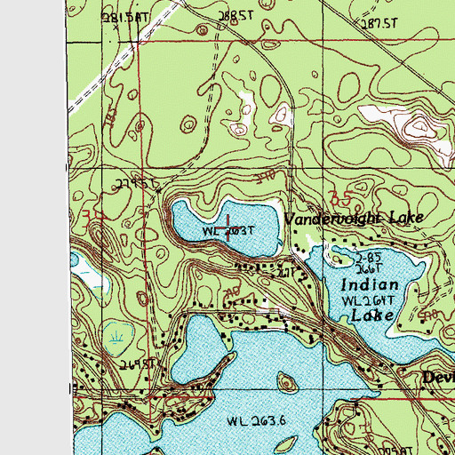Topographic Map of Vandervoight Lake, MI