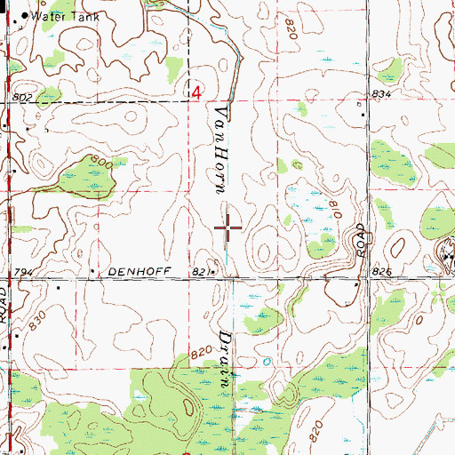 Topographic Map of Vanhorn Drain, MI