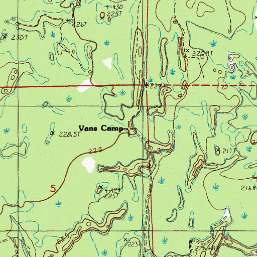 Topographic Map of Vans Camp, MI