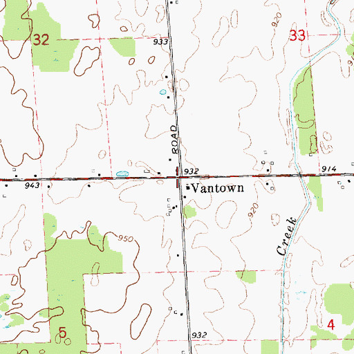 Topographic Map of Vantown, MI