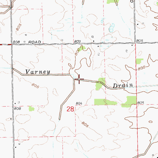 Topographic Map of Varney Drain, MI