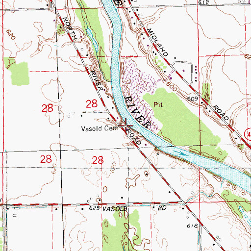 Topographic Map of Vasold Cemetery, MI