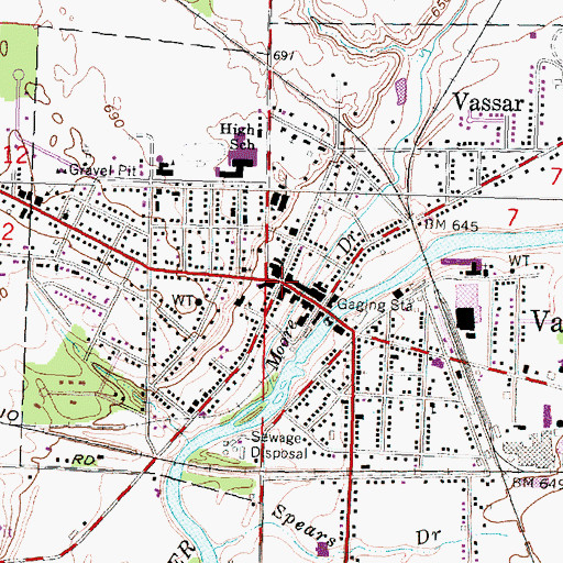 Topographic Map of Vassar, MI