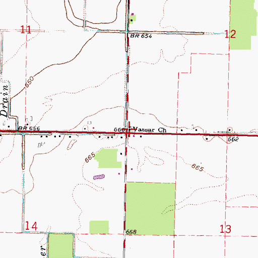 Topographic Map of Vassar Church, MI