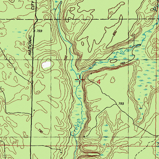 Topographic Map of Vaughn Creek, MI