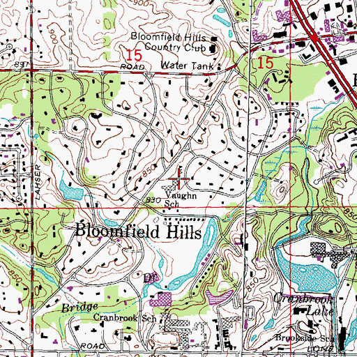 Topographic Map of Vaughn School, MI