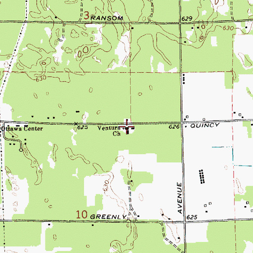 Topographic Map of Ventura Church, MI