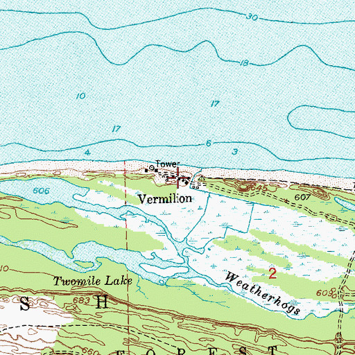 Topographic Map of Vermilion, MI