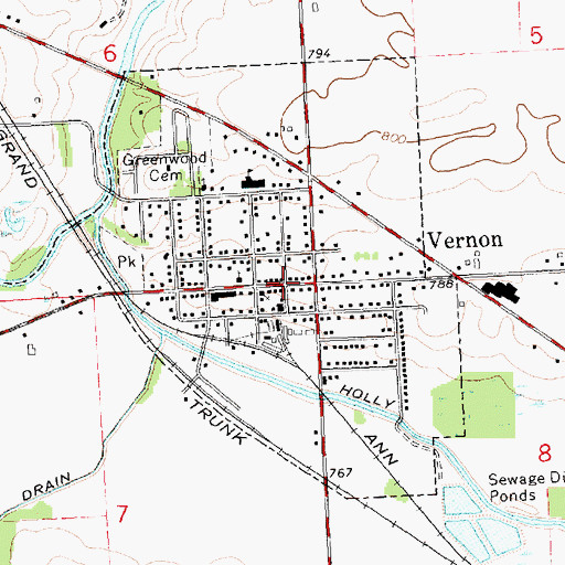 Topographic Map of Vernon, MI