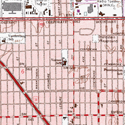 Topographic Map of Vernor School, MI