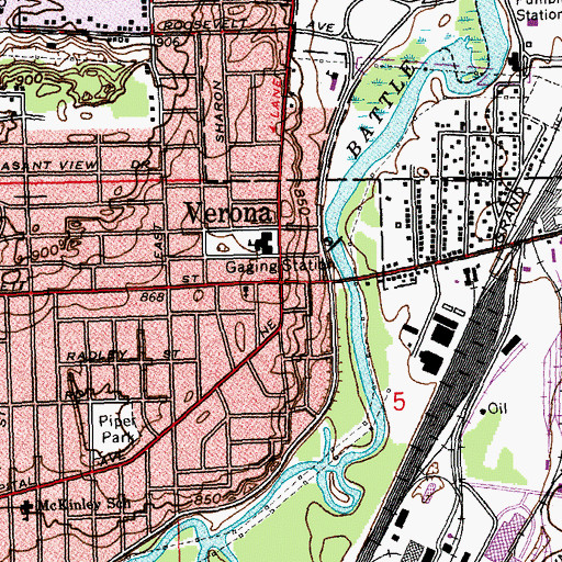 Topographic Map of Verona Park, MI