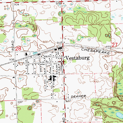 Topographic Map of Vestaburg, MI