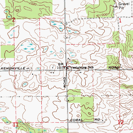 Topographic Map of Vestaburg School, MI