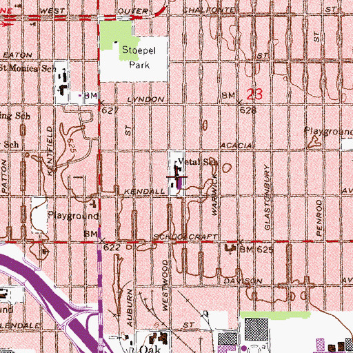 Topographic Map of Vetal School, MI
