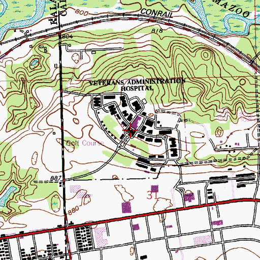 Topographic Map of Battle Creek Veterans Affairs Medical Center, MI