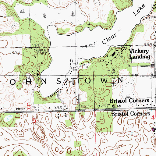 Topographic Map of Vickery Landing, MI