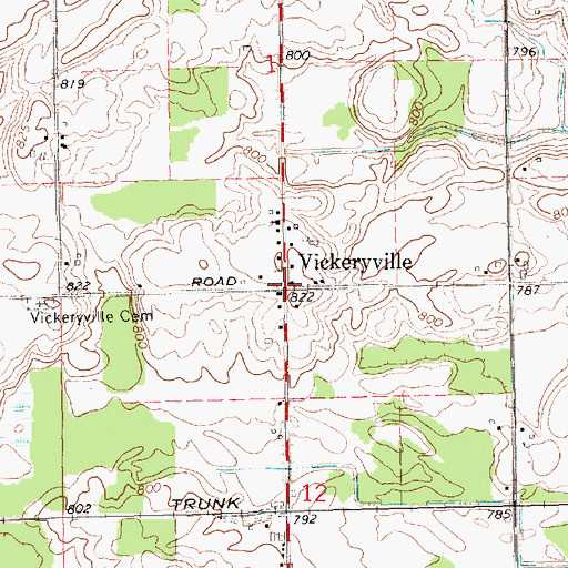 Topographic Map of Vickeryville, MI