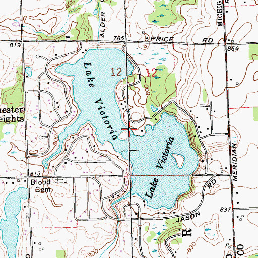 Topographic Map of Lake Victoria, MI