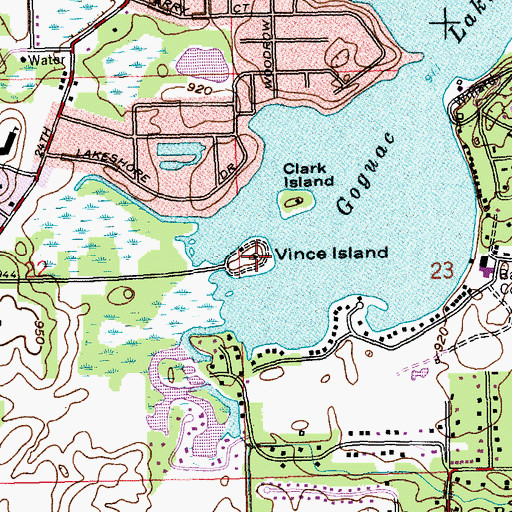 Topographic Map of Vince Island, MI