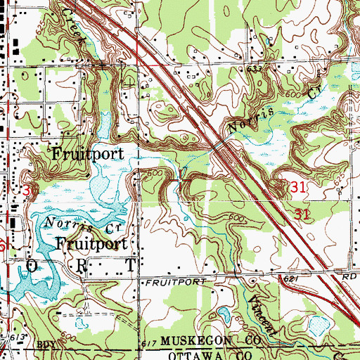 Topographic Map of Vincent Creek, MI
