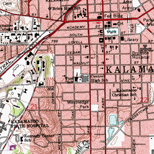 Topographic Map of Vine School, MI