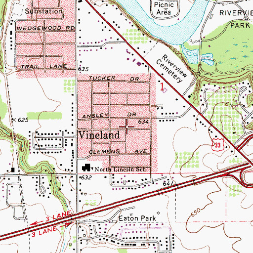 Topographic Map of Vineland, MI