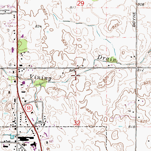 Topographic Map of Vining Drain, MI