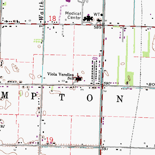 Topographic Map of Viola Verellen School, MI