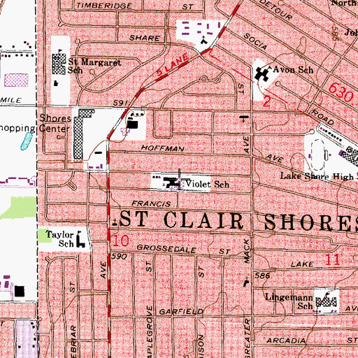 Topographic Map of Violet School, MI