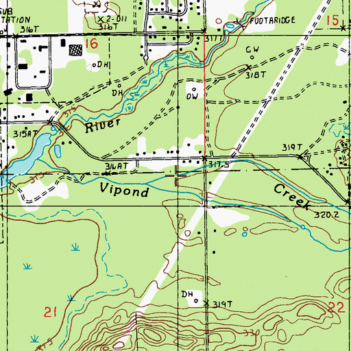 Topographic Map of Vipond Creek, MI