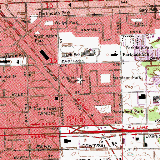 Topographic Map of Virginia Park, MI