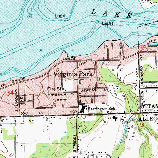 Topographic Map of Virginia Park, MI