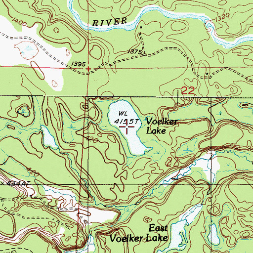 Topographic Map of Voelker Lake, MI