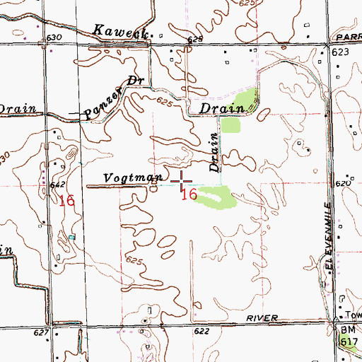 Topographic Map of Vogtman Drain, MI