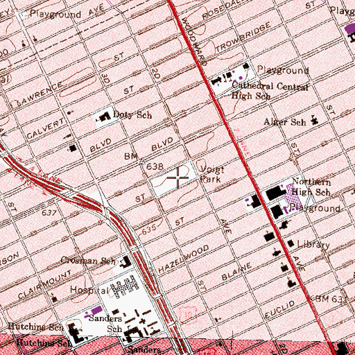 Topographic Map of Voight Park, MI