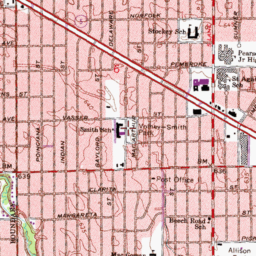 Topographic Map of Volney-Smith Park, MI
