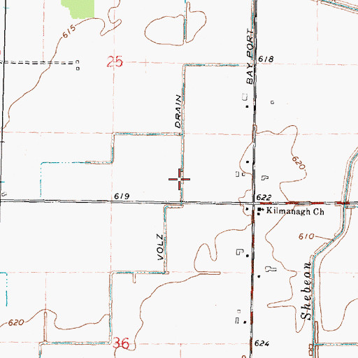 Topographic Map of Volz Drain, MI