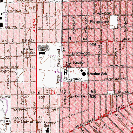 Topographic Map of Von Steuben School, MI
