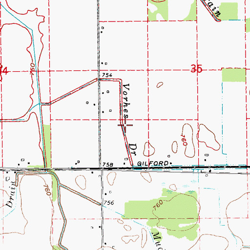 Topographic Map of Vorhes Drain, MI