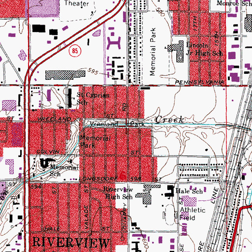 Topographic Map of Vreeland Park, MI