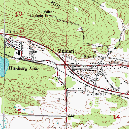 Topographic Map of Vulcan, MI