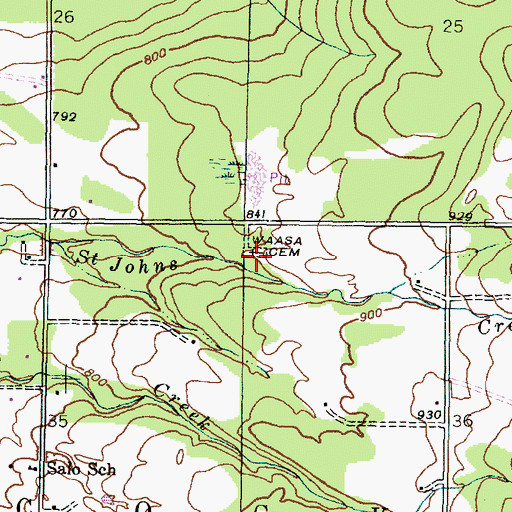 Topographic Map of Waasa Cemetery, MI