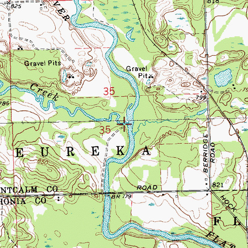 Topographic Map of Wabasis Creek, MI