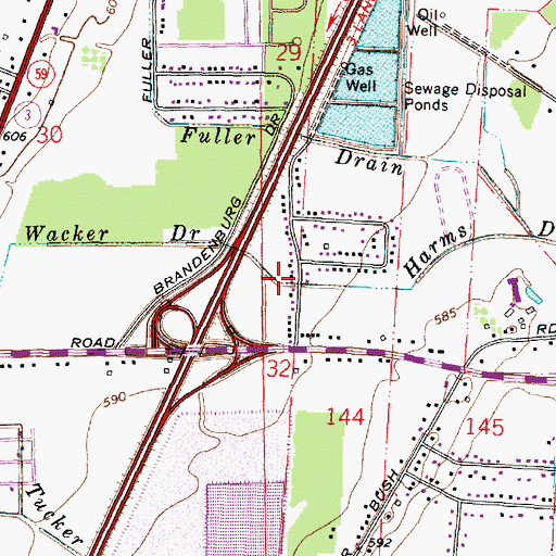Topographic Map of Wacker Drain, MI