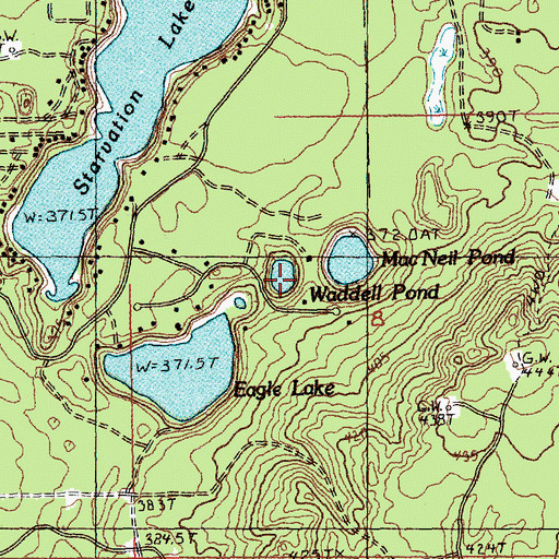 Topographic Map of Waddell Pond, MI
