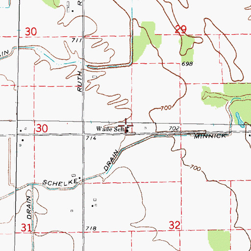 Topographic Map of Wade School, MI