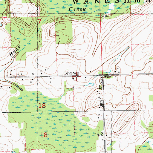Topographic Map of Wakeshma Tabernacle, MI