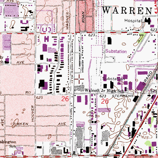 Topographic Map of Walcott Junior High School, MI
