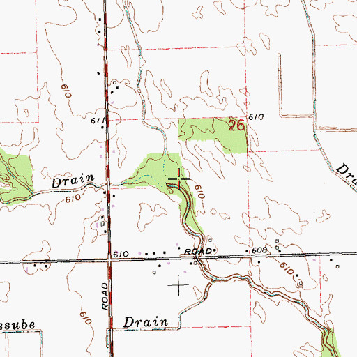 Topographic Map of Waldo Drain, MI