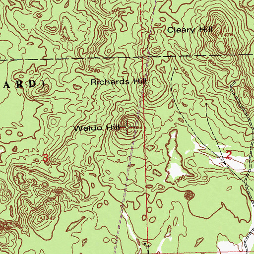 Topographic Map of Waldo Hill, MI